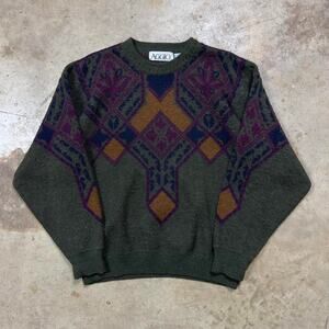 Vintage Casual Geometrical Abstract Style Wool Sweater